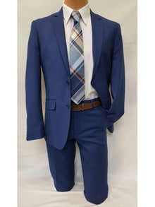 Men's Slim Fit 2 Piece Casual  Royal Blue Dress Suits for Men