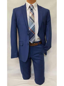 Men's Slim Fit 2 Piece Casual Royal Blue Dress Suits for Men