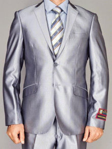 Giorgio Fiorelli Suit Men's Giorgio Fiorelli Fully Lined  Double Vent Silver 2 Button Suit