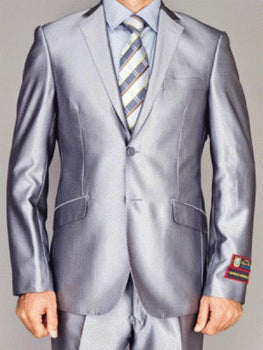 Giorgio Fiorelli Suit Men's Giorgio Fiorelli Fully Lined Double Vent Silver 2 Button Suit