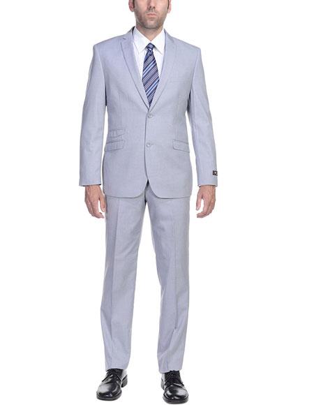 Men'S Slim Fit Suit - Fitted Suit - Skinny Suit Men'S Silver Grey Ticket Pocket 2 Button Cheap Priced Business Suits