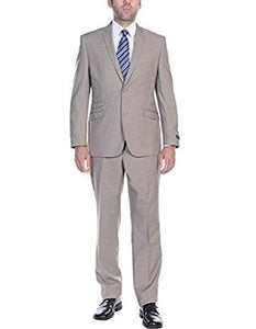 Men's Slim Fit Suit - Fitted Suit - Skinny Suit Men's Tan Two Button Cheap Priced Business Suits
