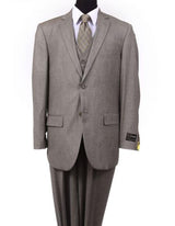 Men's 2 button Vested Pleated Pants Taupe ~ Dark Tan ~ Earth Suit toned Color - 100% Percent Wool Fabric Suit - Worsted Wool Business Suit