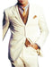 Men's  3 Button Peak Lapel Side Vents White Suit