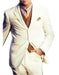 Men's  3 Button Peak Lapel Side Vents White Suit