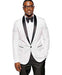 Men's White 1 Button  Groomsman Shawl Lapel Tuxedo Suit