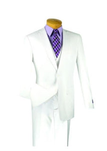 Men's White 3 Piece Executive Suit - Narrow Leg Pants