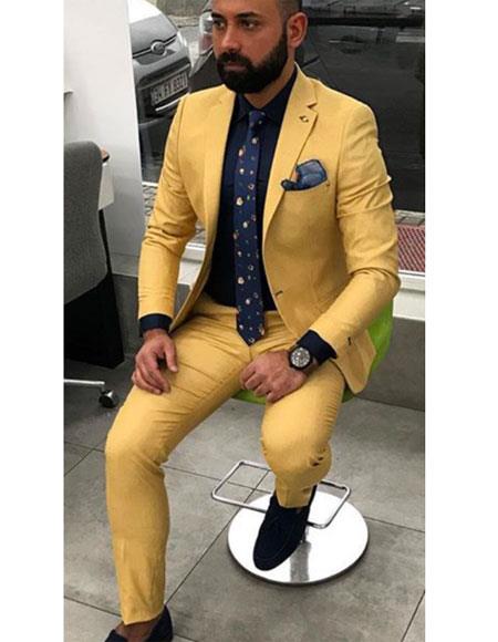 Men's Yellow Buttons Closure  Besom Chest Pocket Jacket
