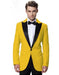 Men'S Black Lapel Tuxedos Yellow Jacket With Black Pant One Button Elegant Slim Fit Wedding Suit