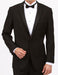Men'S Black Tuxedo Flap Pocket Top Satin Trim Solid Center Vent