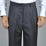 Men's Charcoal Single Pleat Pants unhemmed unfinished bottom