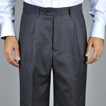 Men's Charcoal Single Pleat Pants unhemmed unfinished bottom