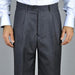 Men's Charcoal Single Pleat Pants unhemmed unfinished bottom