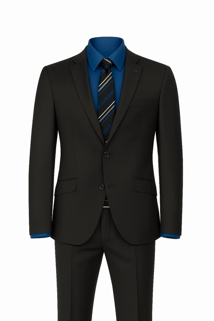 Single Breasted 2 Button Peak Lapel Cheap Priced Business Suits Clearance Sale Black
