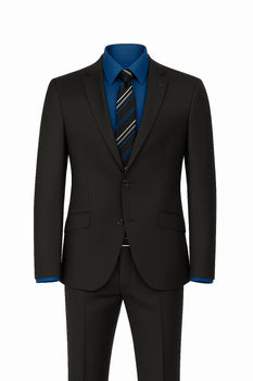 Single Breasted 2 Button Peak Lapel Cheap Priced Business Suits Clearance Sale Black