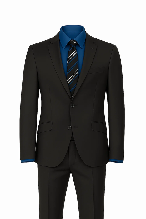 Single Breasted 2 Button Peak Lapel Cheap Priced Business Suits Clearance Sale Black
