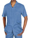 Men'S Casual Two Piece Sky Baby Blue Linen Short Sleeve 5 Button Closure Casual Two Piece Mens Walking Outfit For Sale Pant Sets Suit - Mens Linen Suit