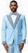 Sky Blue Prom Tuxedo - Perfect Wedding Suit Vested Rhinestone sequin Lapelled