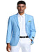 Men's Two Button Slim Fit Linen Style Summer Sky Blue Blazer
