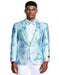 Blue Wedding Tuxedo - Men's Slim Fit Paisley Prom Sky Blue and Silver Tuxedo