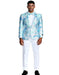 Blue Wedding Tuxedo - Men's Slim Fit Paisley Prom Sky Blue and Silver Tuxedo