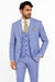 Glen Plaid Suit - Men's 3 Piece Slim Fit Suit - Sky Blue Suit - SV2W6
