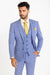 Glen Plaid Suit - Men's 3 Piece Slim Fit Suit - Sky Blue Suit - SV2W6