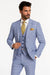 Glen Plaid Suit - Men's 3 Piece Slim Fit Suit - Sky Blue Suit - SV2W6