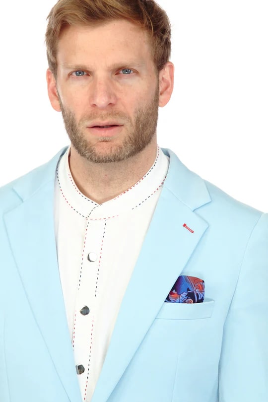 Mens Cotton Stretch Fashion Sky Suit - Image 2