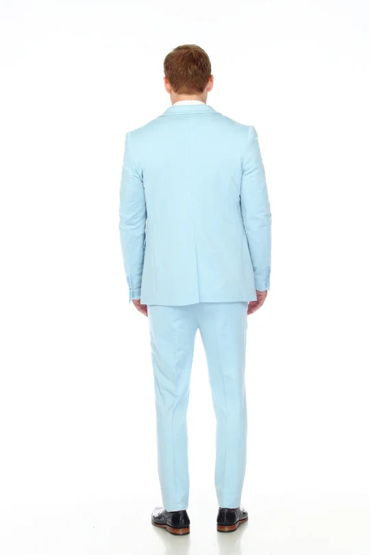 Mens Cotton Stretch Fashion Sky Suit - Image 4