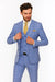 Glen Plaid Suit - Men's 3 Piece Slim Fit Suit - Sky Blue Suit - SV2W6