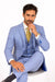 Glen Plaid Suit - Men's 3 Piece Slim Fit Suit - Sky Blue Suit - SV2W6