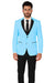 2BW2 Sky Light Blue ~ Baby Pastel Color With Black Lapel Tuxedo With Black Vest & Black Pants Vested 3 Pieces