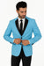 2BW2 Sky Light Blue ~ Baby Pastel Color With Black Lapel Tuxedo With Black Vest & Black Pants Vested 3 Pieces