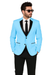 2BW2 Sky Light Blue ~ Baby Pastel Color With Black Lapel Tuxedo With Black Vest & Black Pants Vested 3 Pieces