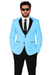 2BW2 Sky Light Blue ~ Baby Pastel Color With Black Lapel Tuxedo With Black Vest & Black Pants Vested 3 Pieces