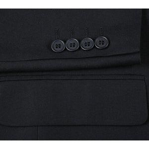 Slim Fit 2 Piece Black Double Breasted Peak Lapel Tuxedo