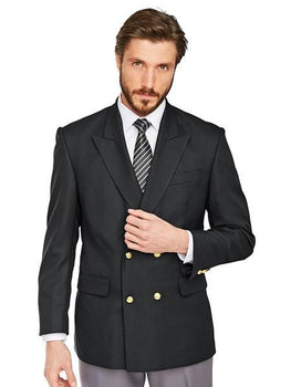 Slim Fit 4 buttons Style Men's Double Breasted Suits Jacket Fabric Blazer Sport Coat in Black or Navy Blue