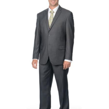 Men's Slim Fit Grey 2-button Notch Collar Business Suit