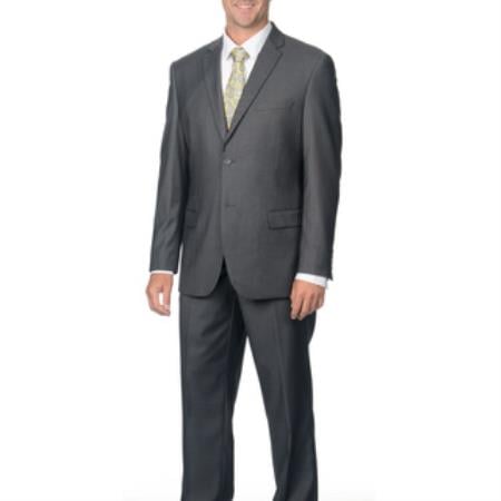 Men's Slim Fit Grey 2-button Notch Collar Business Suit