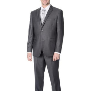 Slim Fit Suit Men's Double Grey Flat-frontes Trousers Suit