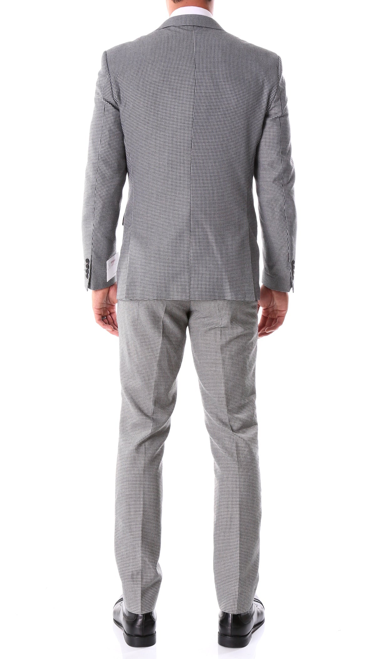 Mens Slim Fit Houndstooth Peak Lapel 2pc Suits