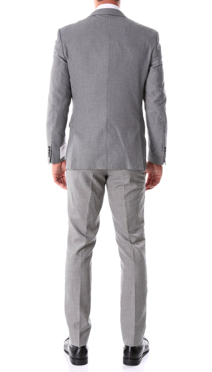 Mens Slim Fit Houndstooth Peak Lapel 2pc Suits