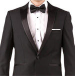 Slim Fit Tuxedo - Men's Slim Fit Suit Men's Black 100% Super 140s Merino Suit
