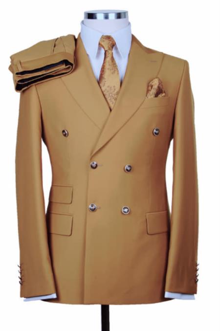 Slim Fitted Cut Mens Double Breasted Blazer - Brown Double Breasted Sport Coat main image 0