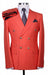 Slim Fitted Cut Mens Double Breasted Suit - Fabric - Flat Front Pants - Orange Suit