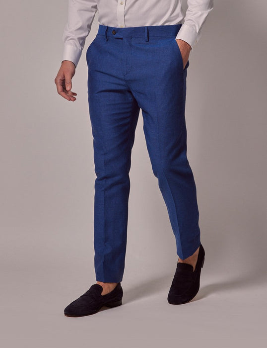 Mens Linen Suit For Beach Wedding - Summer Suit in Royal Blue Slim Fit