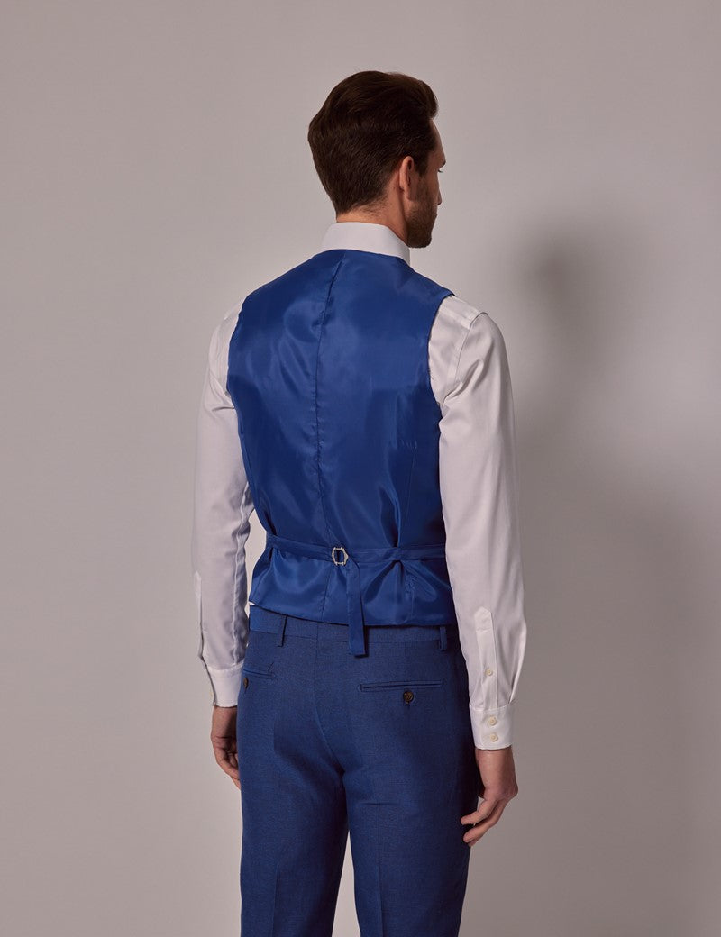 Mens Linen Suit For Beach Wedding - Summer Suit in Royal Blue Slim Fit