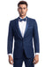 Men's Slim Fit One Button Satin Trim Peak Lapel Prom & Wedding Tuxedo In Cobalt Blue