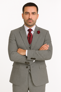 Slim Fit Suits Black/White Houndstooth Tweed Vested 3 Piece Suit 2 Button Side Vented Flat Front